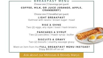 Free daily cooked-to-order breakfast