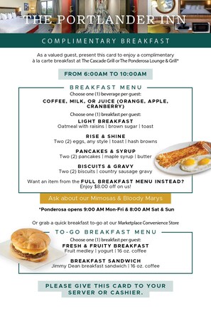 Petit déjeuner préparé à la commande compris tous les jours