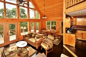 TV, fireplace, DVD player, books