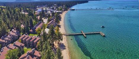 On the beach, sun-loungers, beach towels