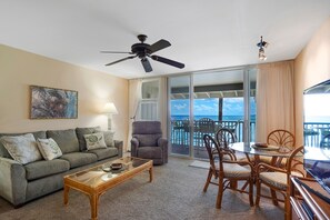 Flat-screen TV, books