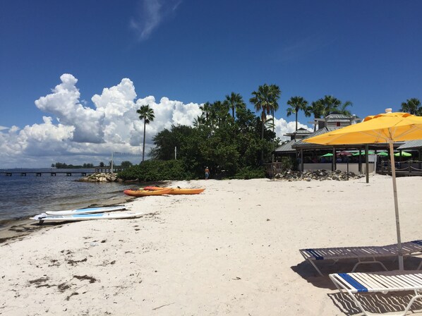 Beach nearby, sun loungers