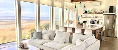 Smart TV, fireplace, video games, DVD player