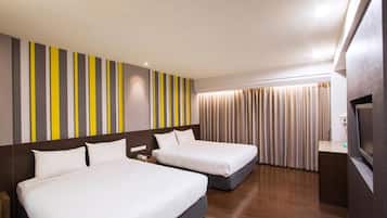 Blackout curtains, free WiFi, bed sheets