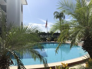 Outdoor pool, a heated pool - Ocean front Condo with private beach access. (Cocoa Beach)