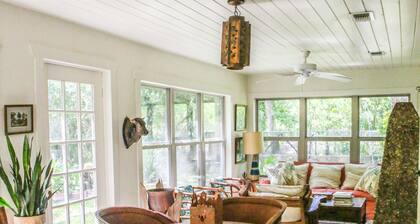 Historic House on San Antonio River and Mission Trail next to Mission San Juan