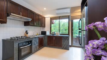Luxury Villa, 1 Bedroom, Private Pool | Private kitchen | Full-size fridge, microwave, oven, stovetop