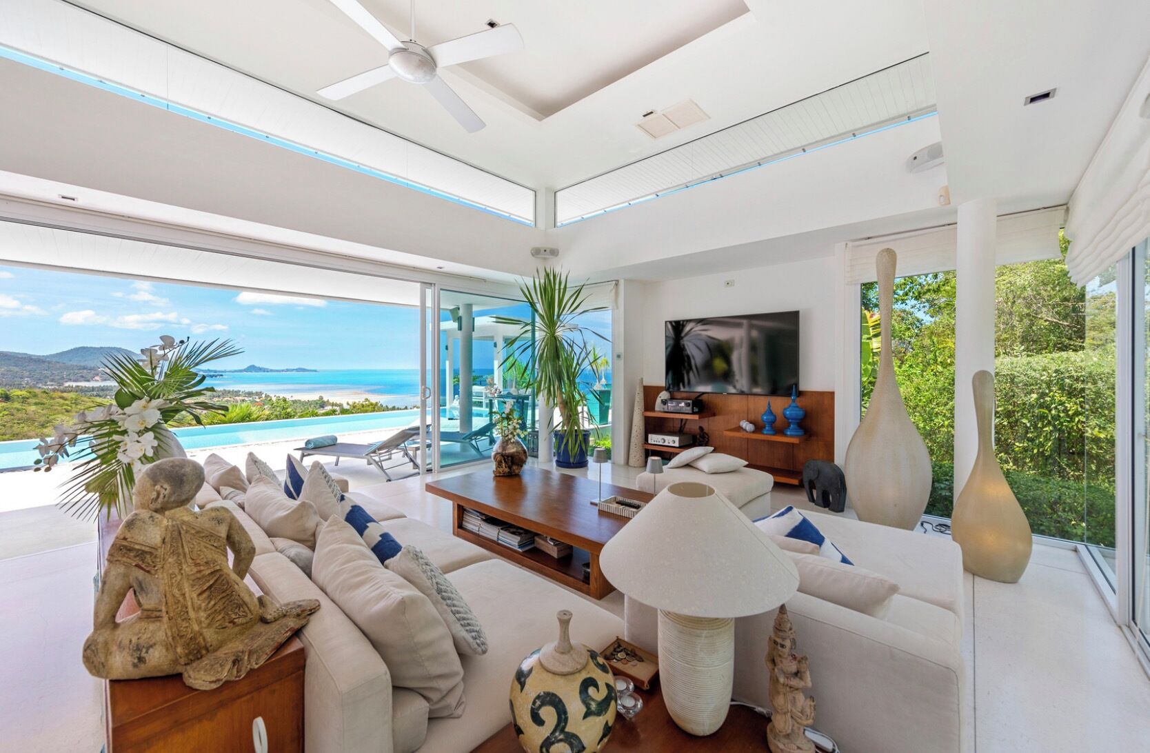 Smart TV, DVD player, books, stereo