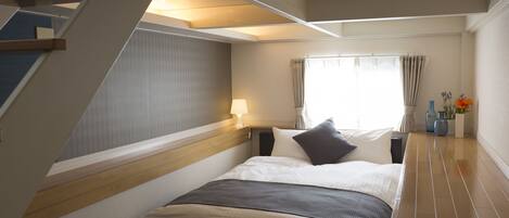 1 bedroom, desk, blackout drapes, iron/ironing board