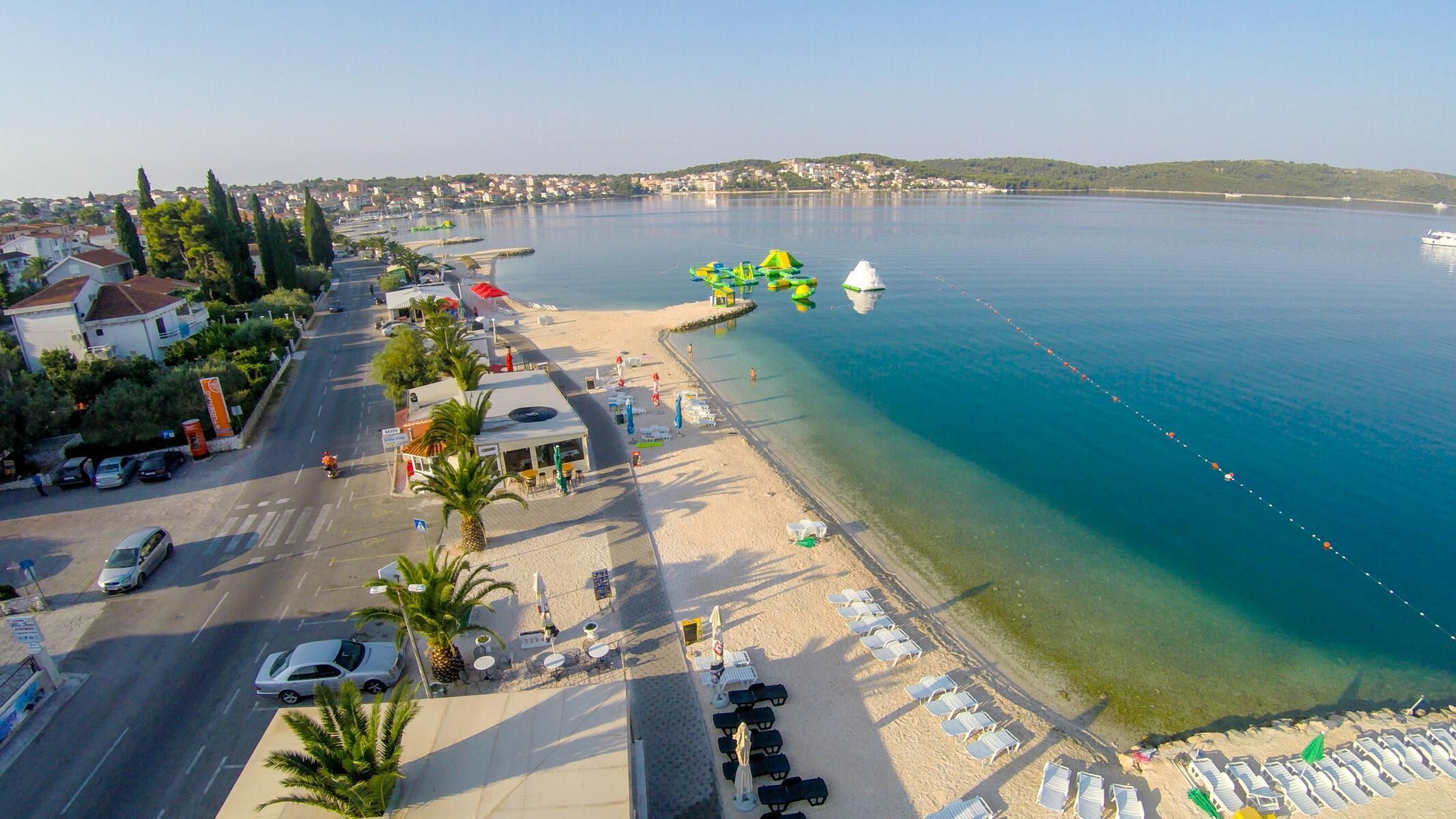 Beach nearby, sun loungers