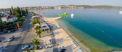 Beach nearby, sun loungers