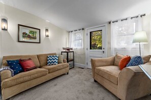 Una Smart TV, una chimenea, un reproductor de DVD, libros