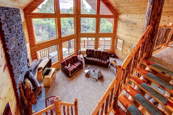 Gorgeous wood interior of the chalet.