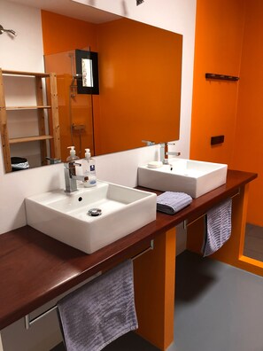 Badekar, hårtørrer, håndklæder, Toiletpapir