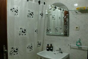 Ensemble douche/baignoire, sèche-cheveux, bidet, serviettes fournies