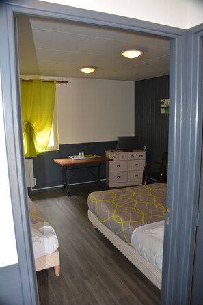 Individually decorated, individually furnished, desk, blackout curtains