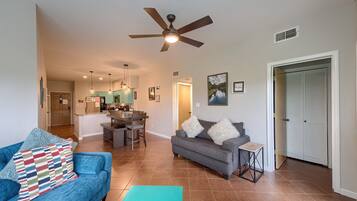 Condo, 2 Bedrooms | Living area | Smart TV, streaming services