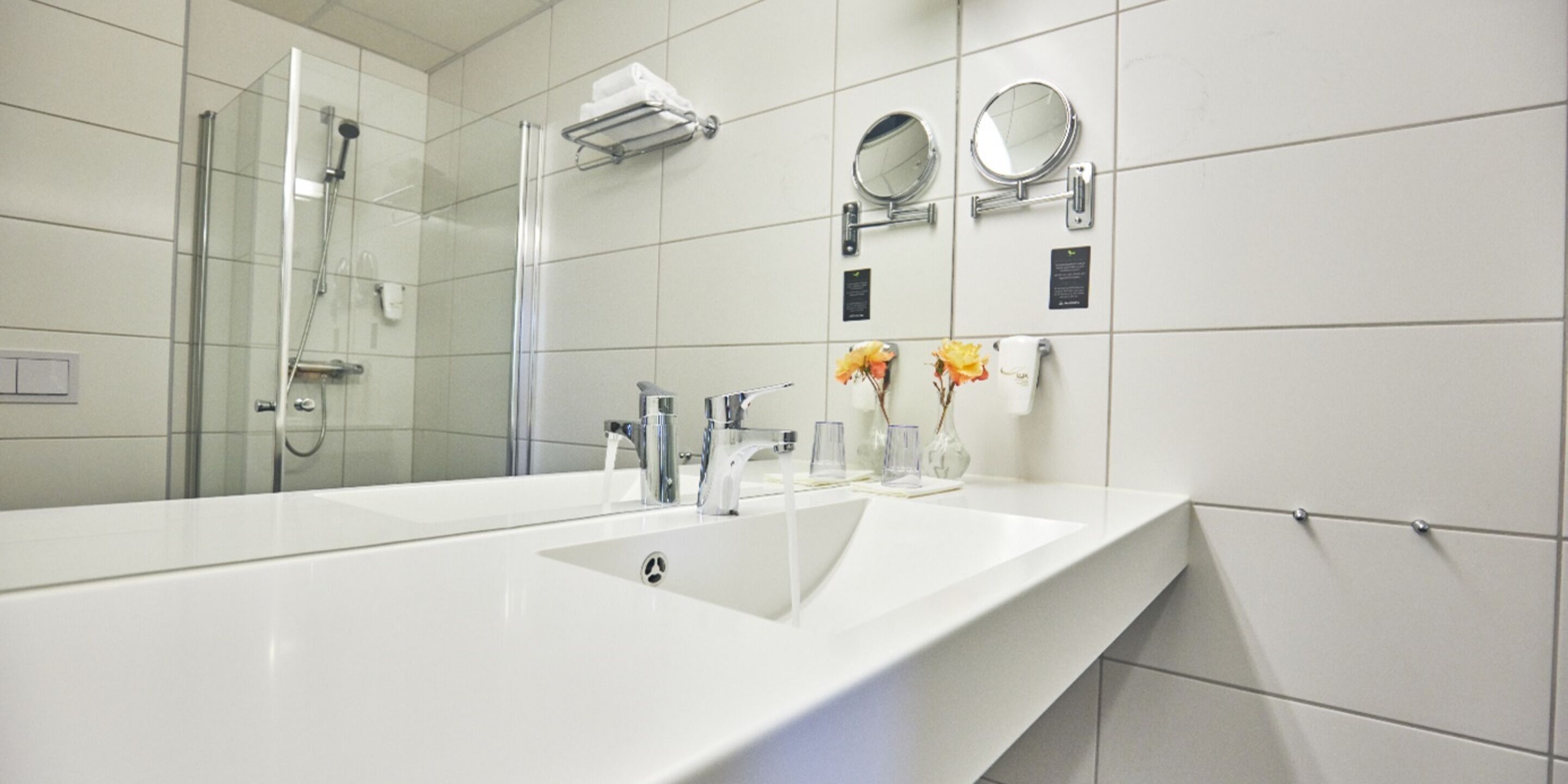 shower, eco-friendly toiletries, hair dryer, heated floors
