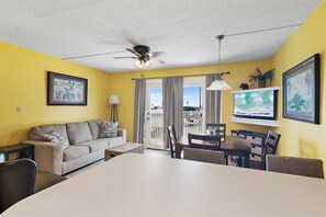 Smart TV, DVD player, books, video library