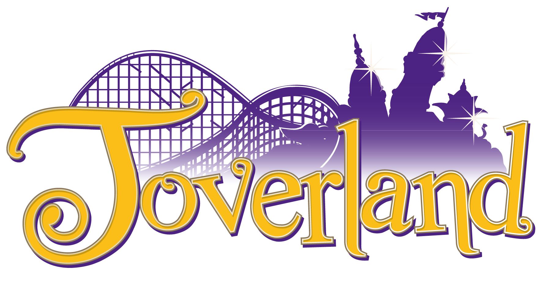 Een gestileerd logo met het woord 'Joverland' en silhouetten van bekende bezienswaardigheden.