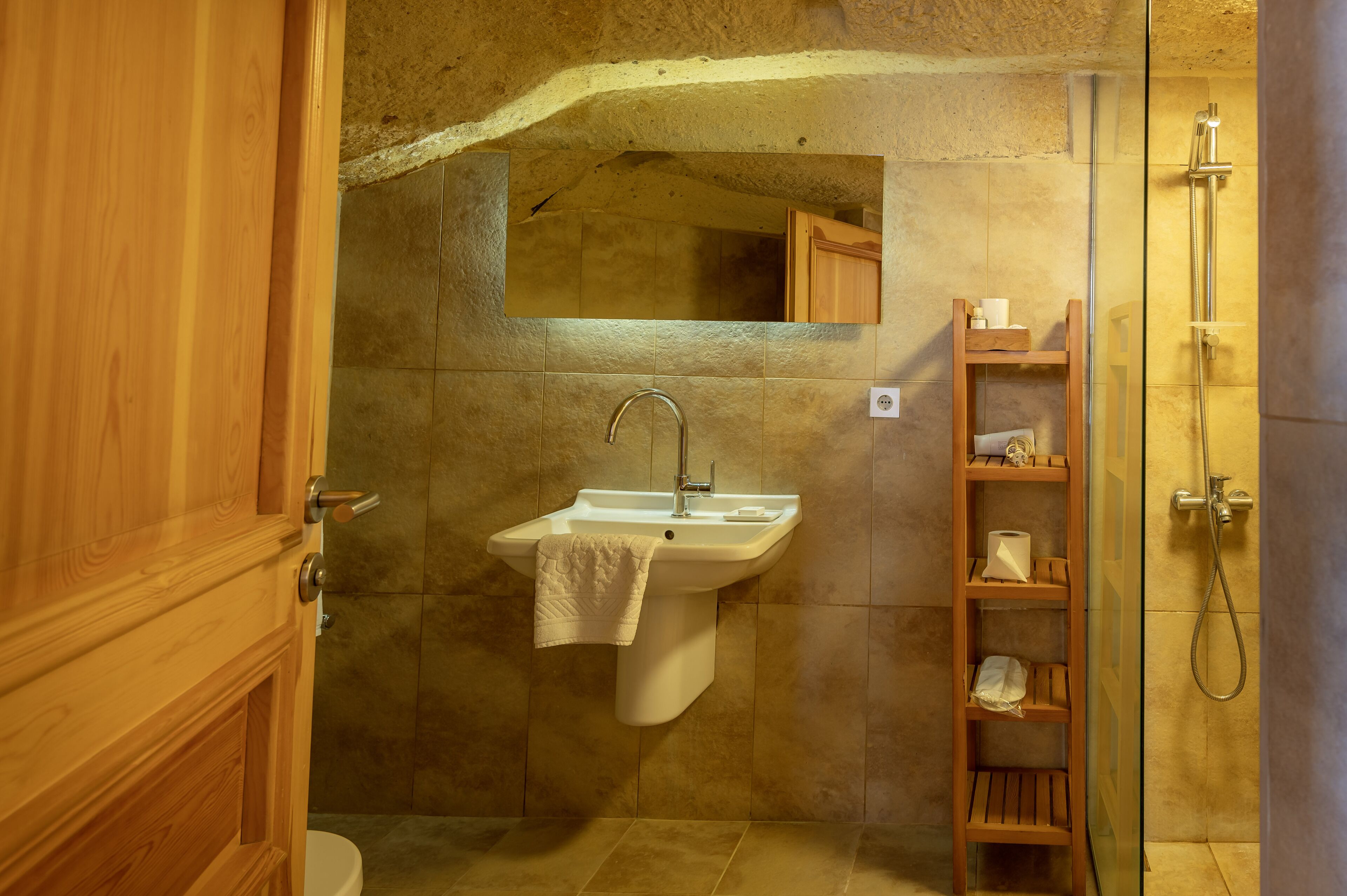 double cave room | bathroom | shower, free toiletries, hair dryer, slippers
