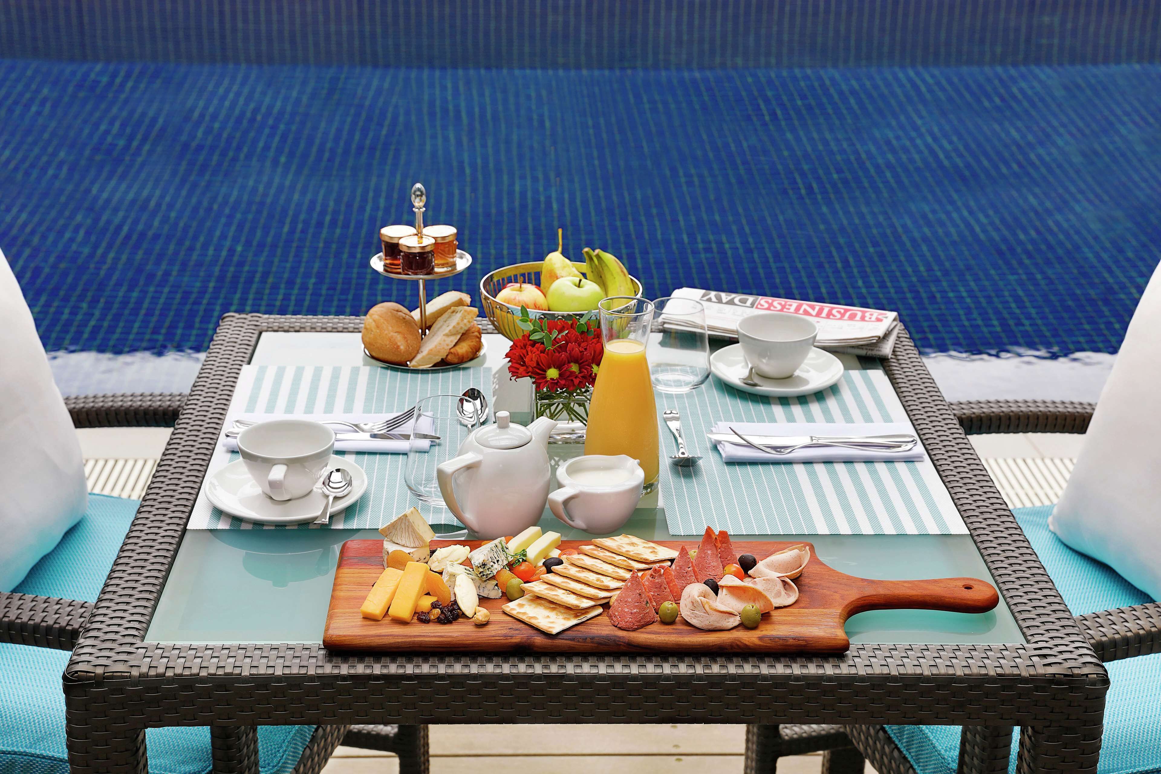 indoor pool, open 7 am to 6 pm, pool umbrellas, pool loungers