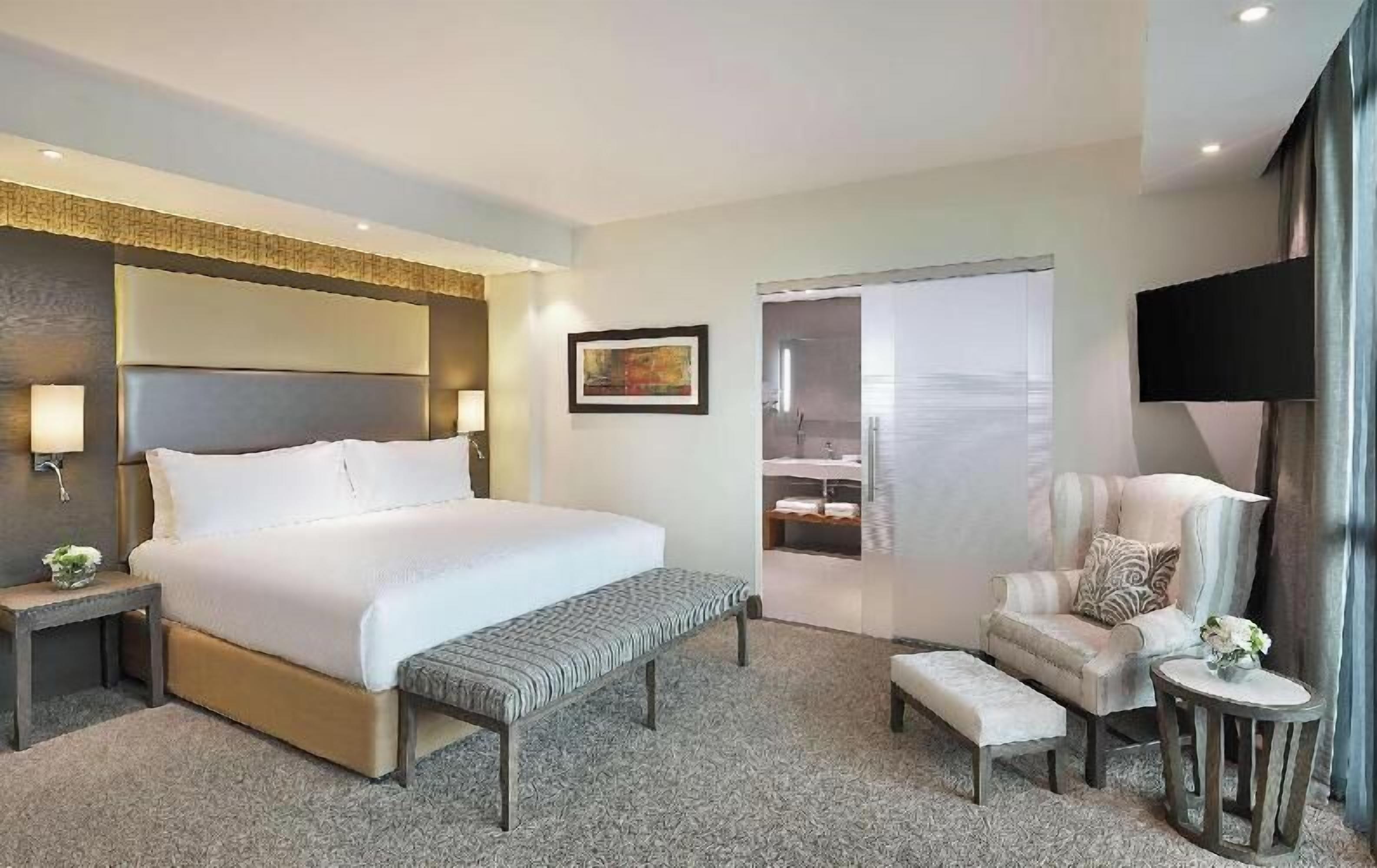 Hypo-allergenic bedding, minibar, in-room safe, blackout curtains