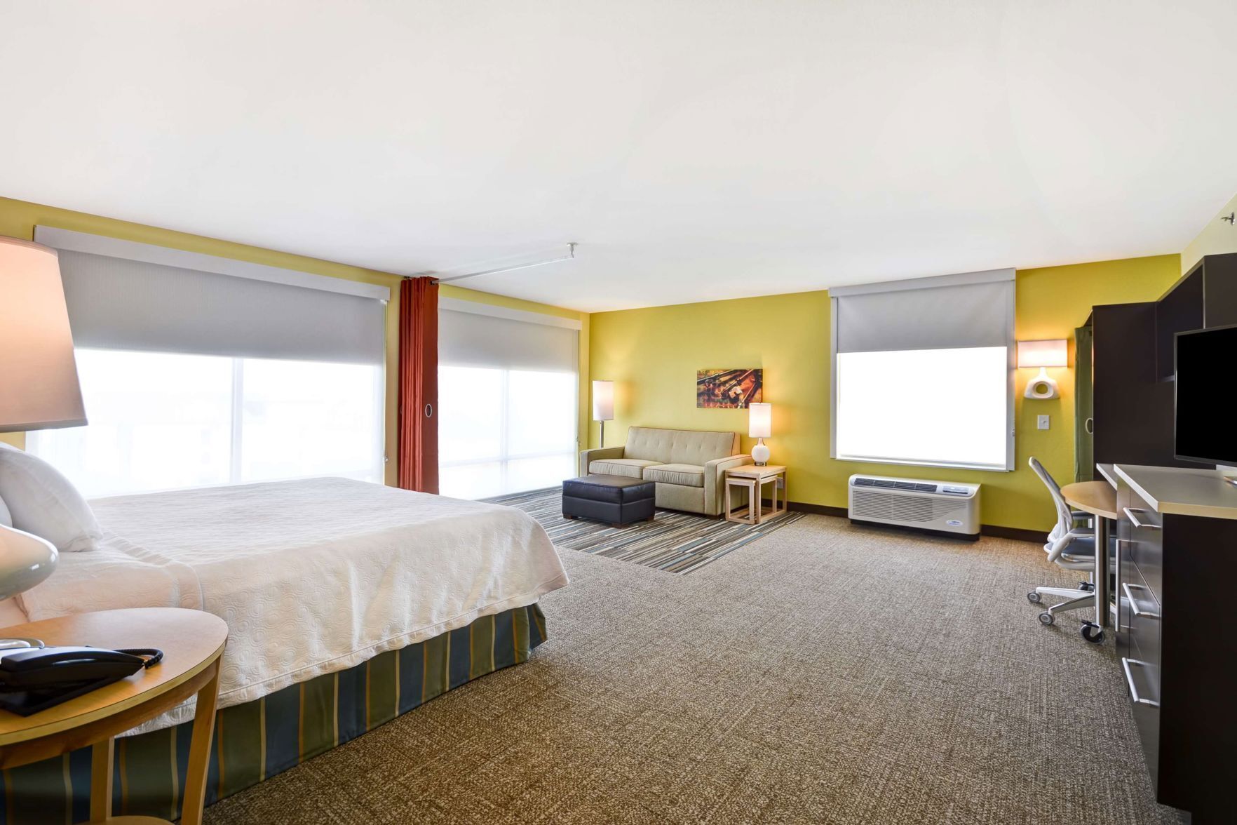 In-room safe, desk, laptop workspace, blackout curtains