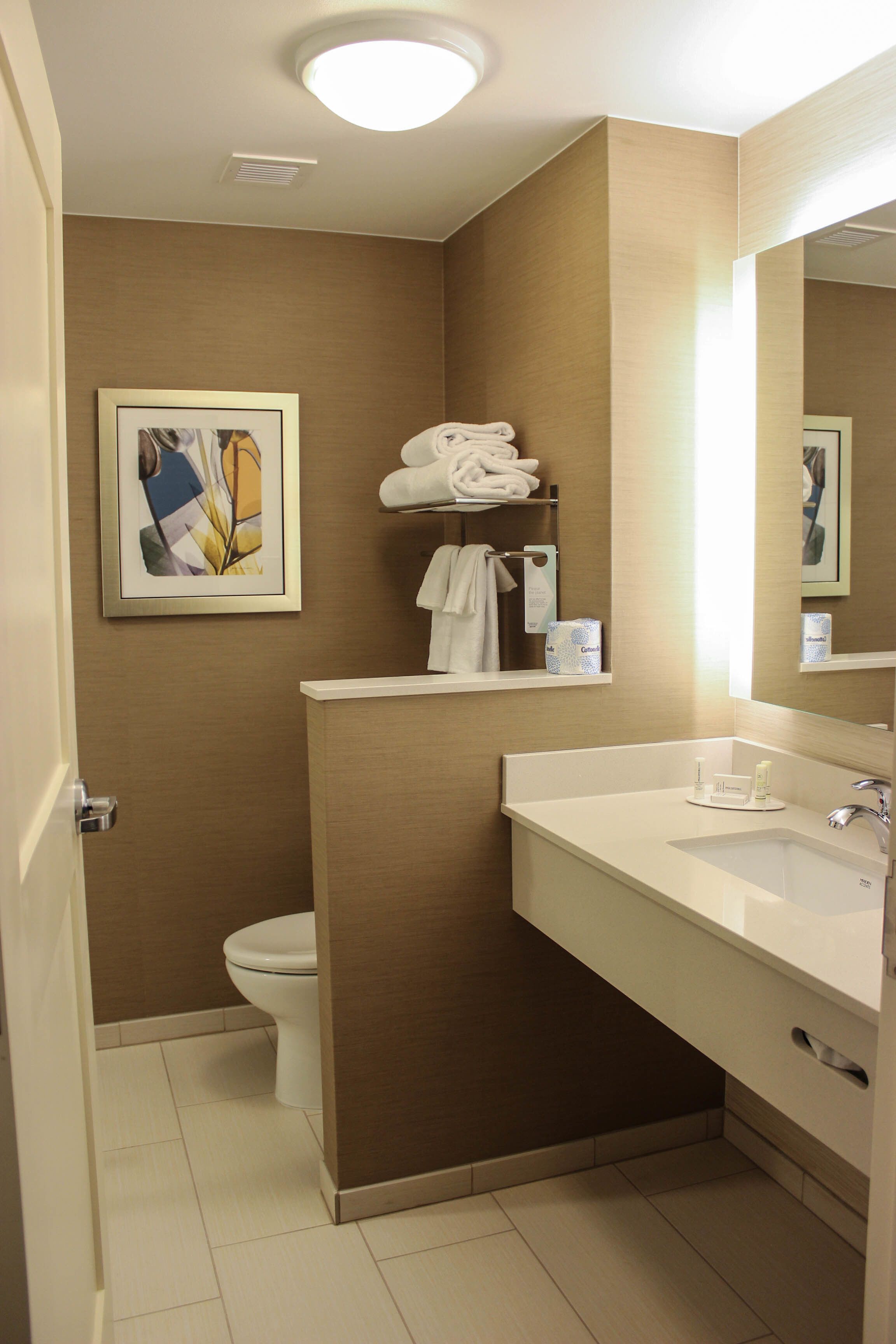 free toiletries, hair dryer, towels