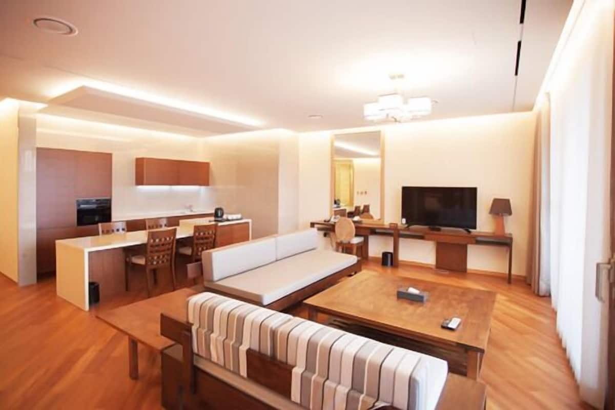 VIP | Living area | 40-inch flat-screen TV with cable channels, TV