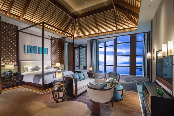 1 غرفة نوم وأغطية فراش متميزة وميني بار وخزنة داخل الغرفة