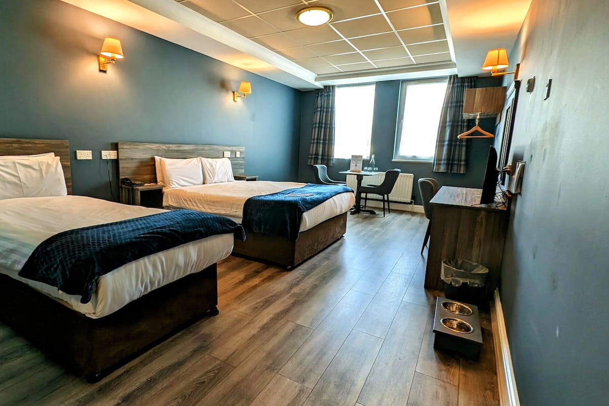 Desk, free WiFi, bed sheets