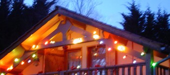 Chalet *** by the lake with a boat, swimming pool, pets allowed, beds made,quiet