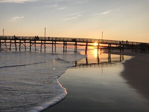 Beautiful Fall sunset.  Pier is a short 2-minute walk from the house!