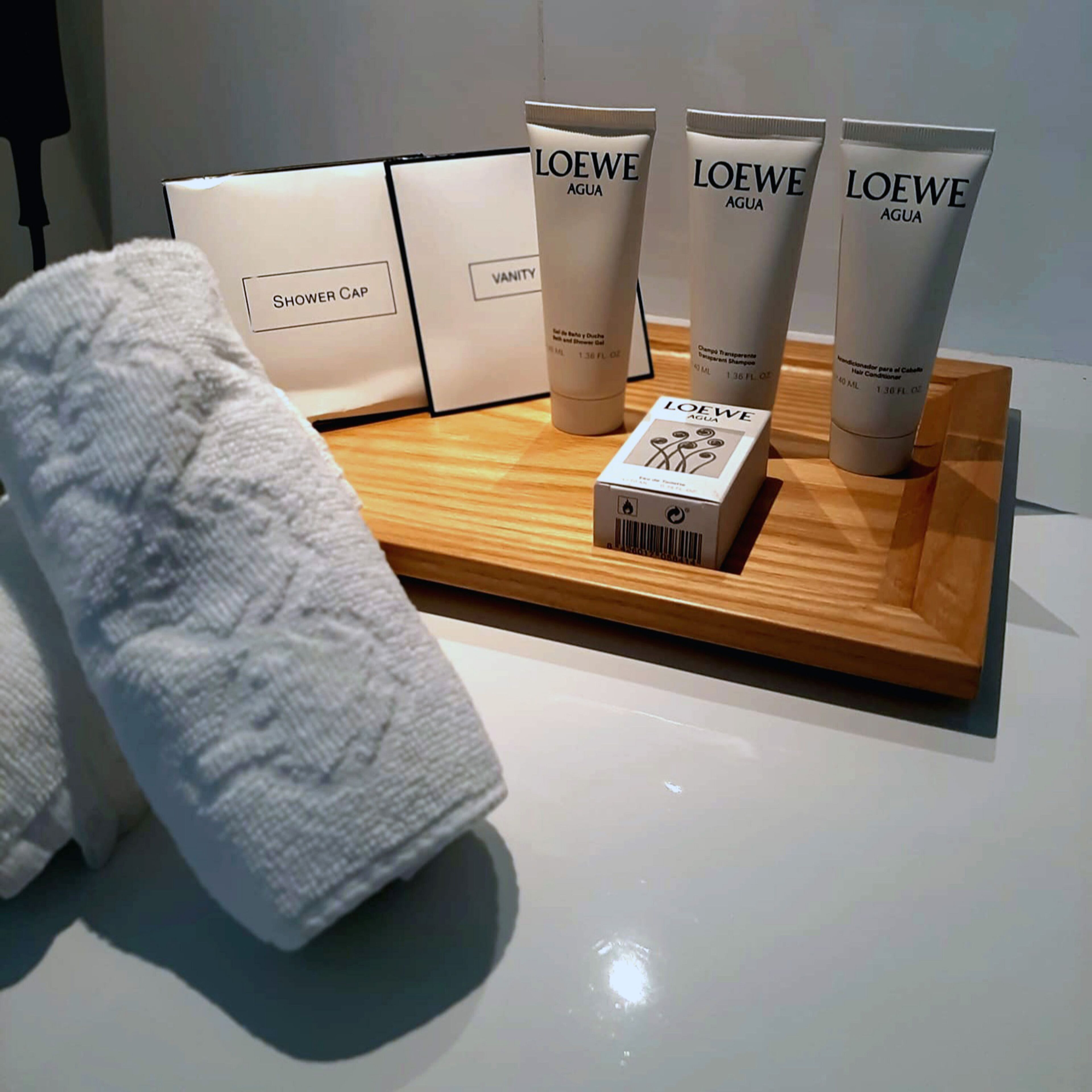 shower, rainfall showerhead, designer toiletries, hair dryer