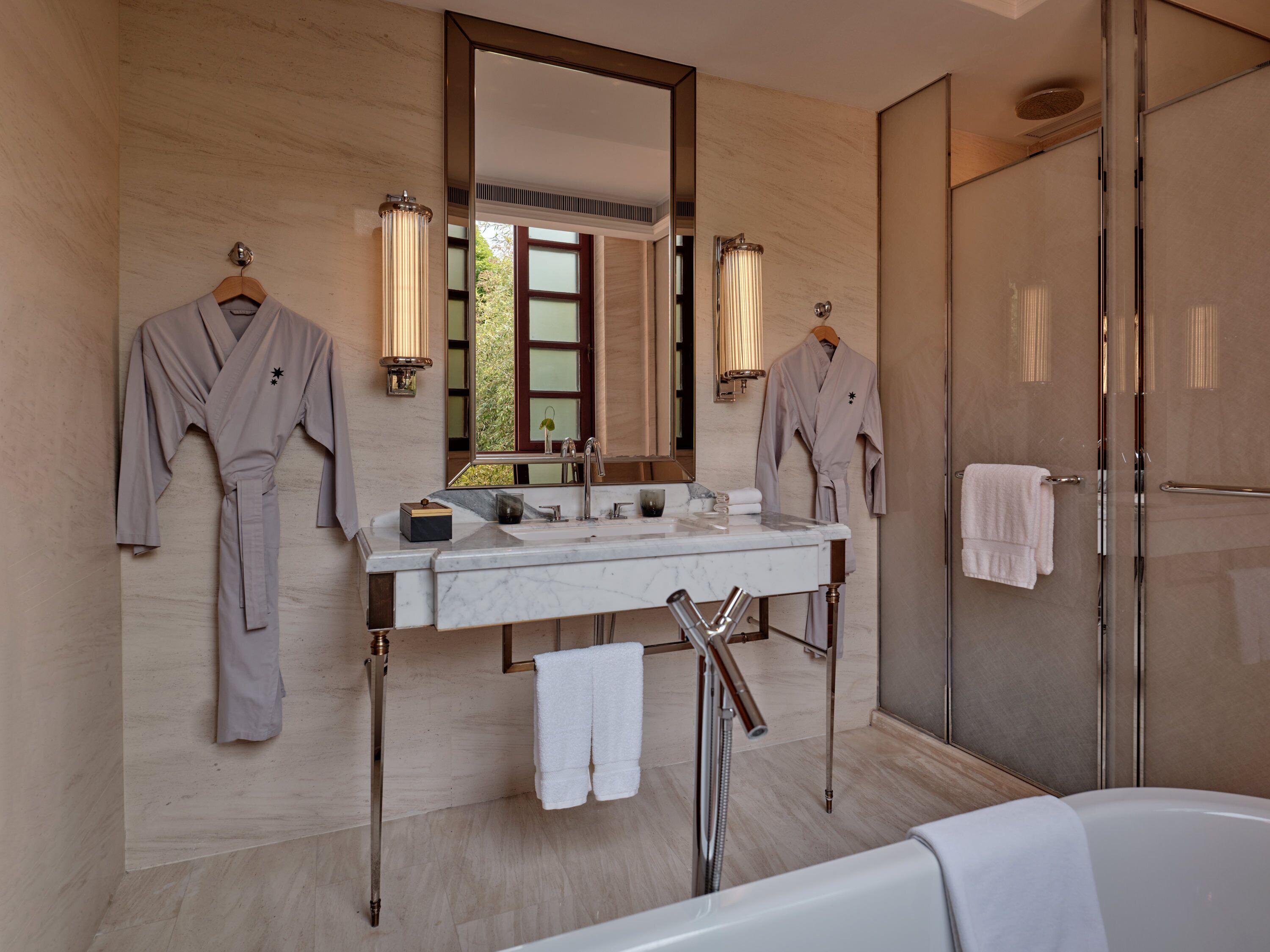 deluxe villa, 2 bedrooms (shikumen) | bathroom | combined shower/bathtub, designer toiletries, bathrobes, slippers