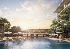 Una piscina al aire libre