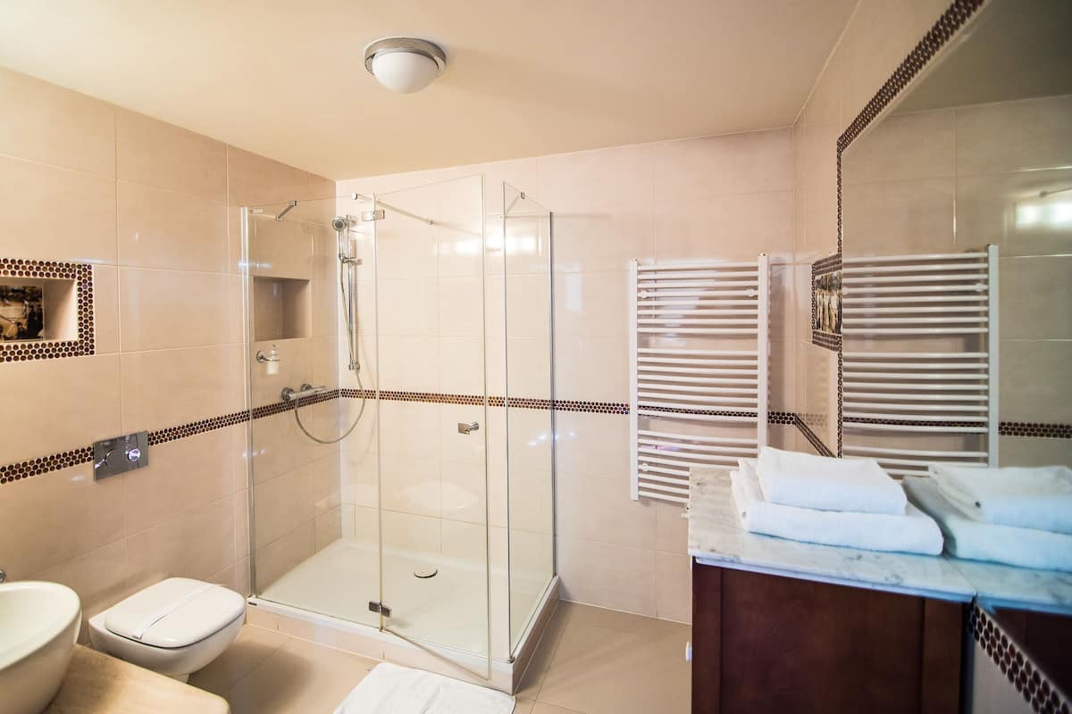double room | bathroom | hair dryer, towels
