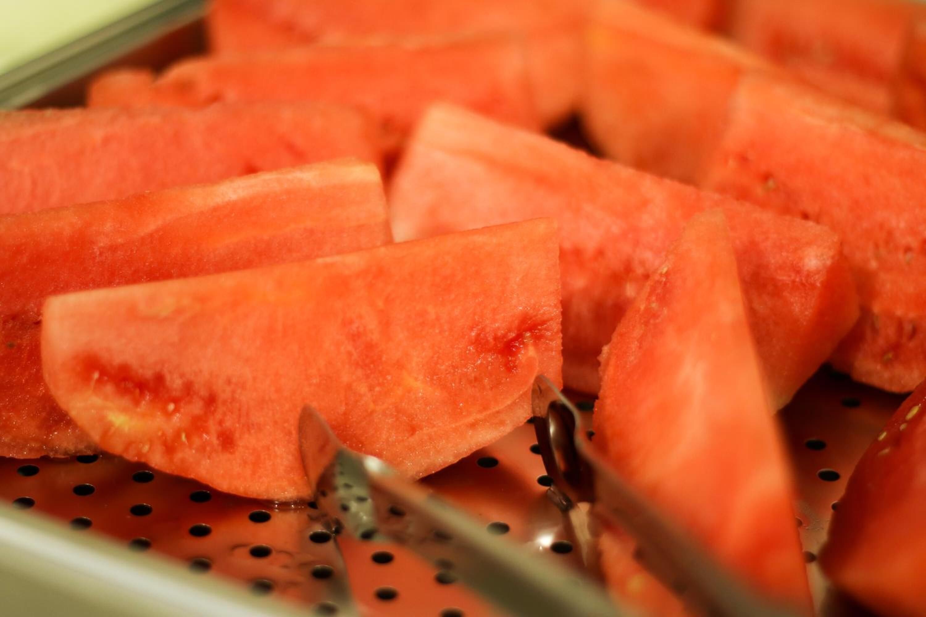 A tray of watermelon slices.