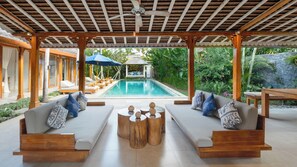 Family Villa | Living room | LED TV, DVD player - Villa Little Mannao by Villa Finder (Kerobokan)