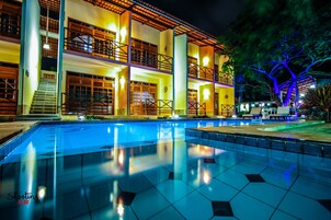 Outdoor pool, sun loungers