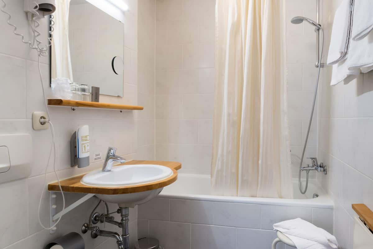 free toiletries, hair dryer, towels