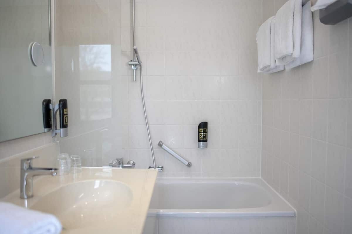 free toiletries, hair dryer, towels