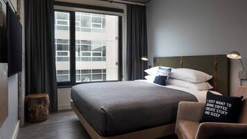 Desk, blackout curtains, iron/ironing board, free cots/infant beds