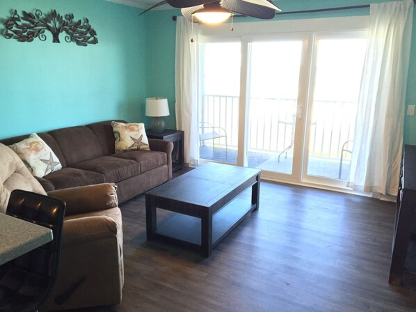 Flat-screen TV, DVD player