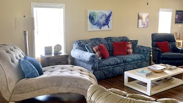 Smart TV, DVD player, books, video library