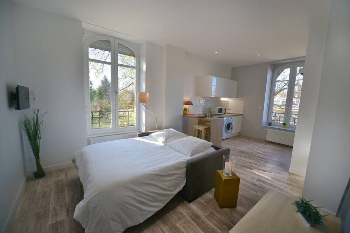 Premium-Apartment, mit Bad, Parkblick (Studio Lumière) | 1 Schlafzimmer