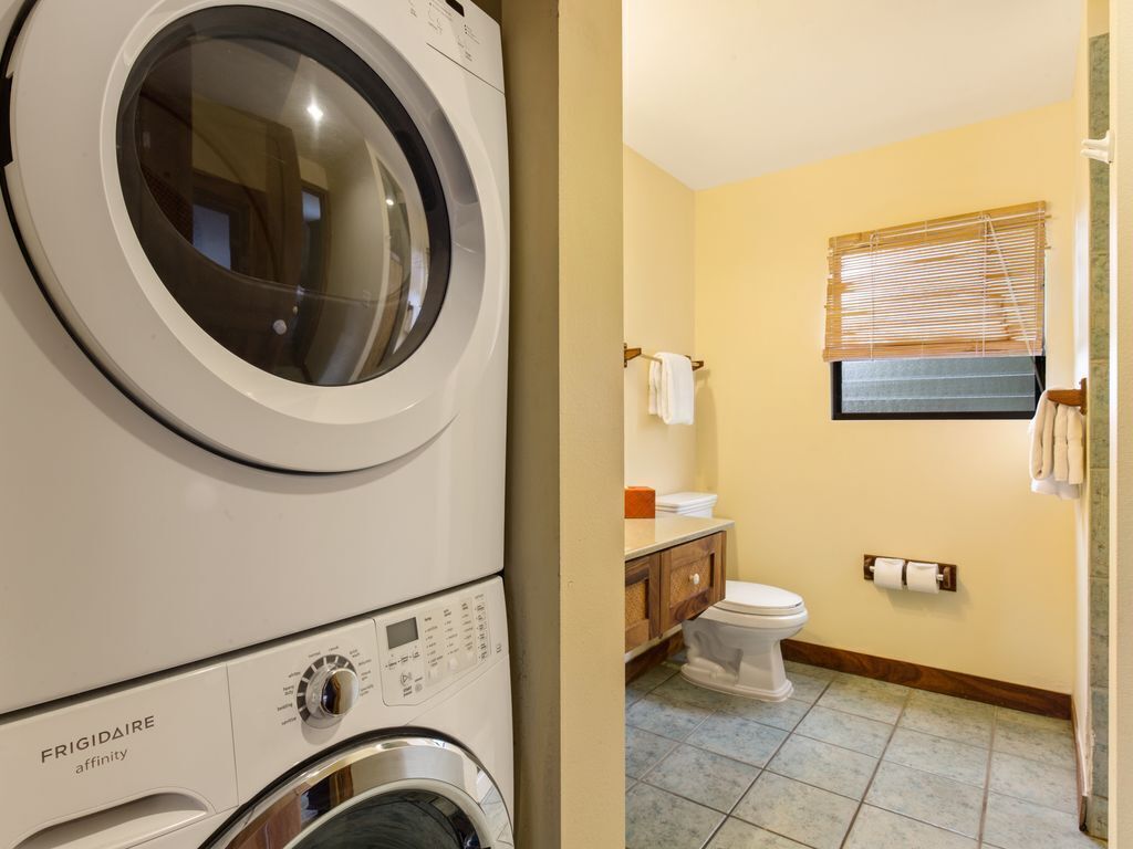 Shower, jetted tub, hair dryer, towels