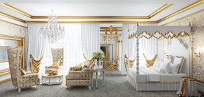 Royal-sviitti | Minibaari, tallelokero huoneessa, työpöytä, silitysrauta/-lauta