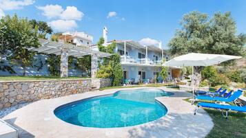5 outdoor pools, an infinity pool, open open 24 hours, pool umbrellas